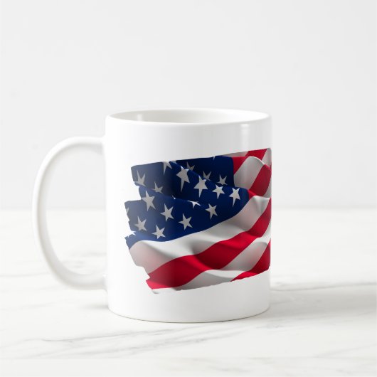 keep calm quote and vibrant american flag コーヒーマグカップ (左)