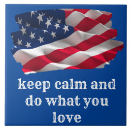 keep calm quote and vibrant american flag タイル
