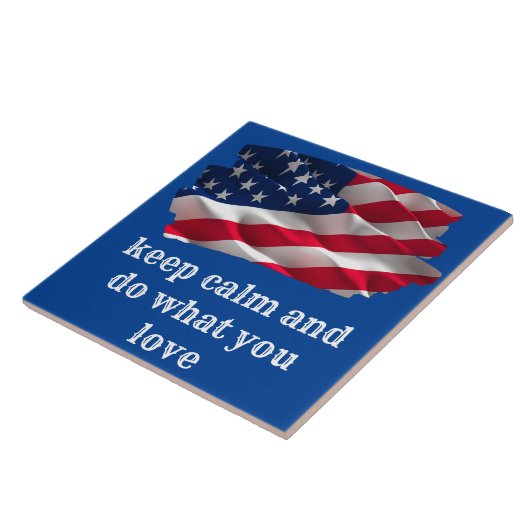 keep calm quote and vibrant american flag タイル (側面)