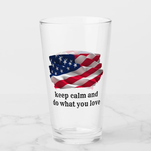 keep calm quote and vibrant american flag タンブラーグラス (正面)