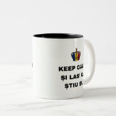 KEEP CALM ȘI LAS' CĂ ȘTIU EU ツートーンマグカップ (正面右)