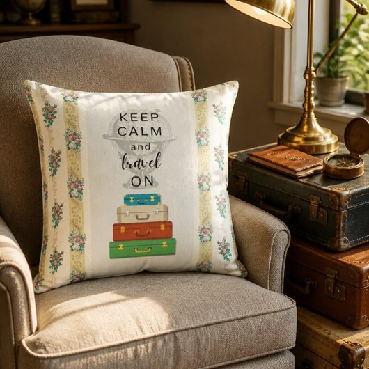 Keep Calm Travel On スロー枕 クッション