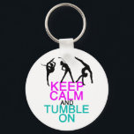 Keep Calm Tumble On Gymnastics キーホルダー<br><div class="desc">Keep calm and tumble on. A cute gymnastics gift for a gymnast who loves tumbling on the floor or beam. Features 3 girl silhouettes in different poses.</div>
