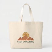 Keep Exploring Minimalist Mountain Nature Tote Bag ラージトートバッグ (正面)