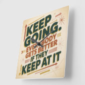 Keep Going. Everybody Gets Better If They Keep At スクエア壁時計 (傾斜)