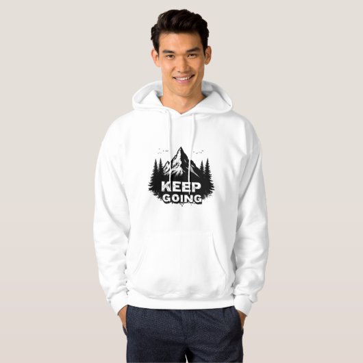 Keep Going Hoodie – Minimal Motivational Typograph パーカ (正面フル)