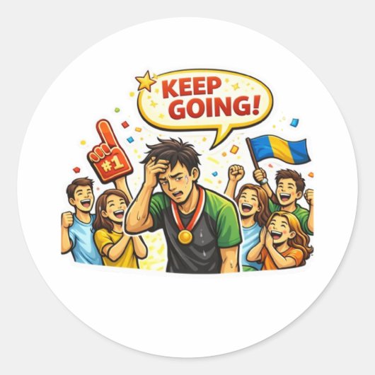 Keep Going Motivational Sticker ラウンドシール (正面)
