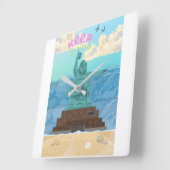 Keep Going Nagasaki Peace Statue Cute Illustration スクエア壁時計 (傾斜)
