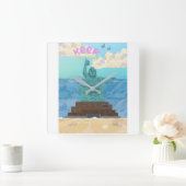 Keep Going Nagasaki Peace Statue Cute Illustration スクエア壁時計 (ホーム)