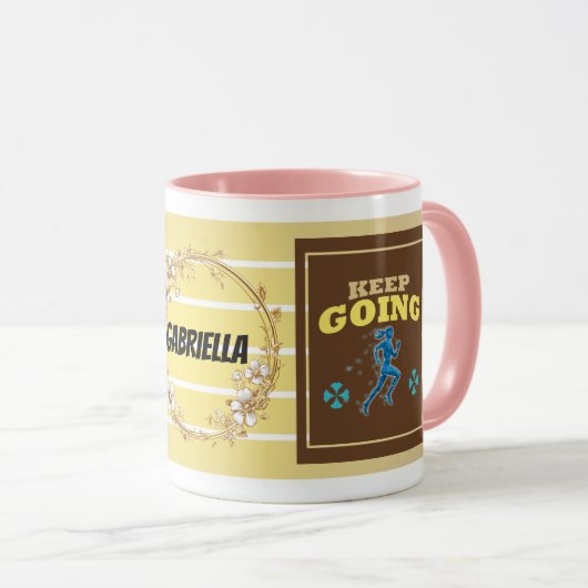 Keep Going – Personalized Motivational Floral Mug  マグカップ (正面右)