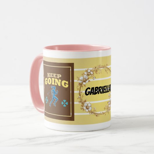 Keep Going – Personalized Motivational Floral Mug  マグカップ (正面左)