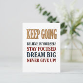 Keep Going Vintage Motivational Typography  ポストカード (スタンド正面)
