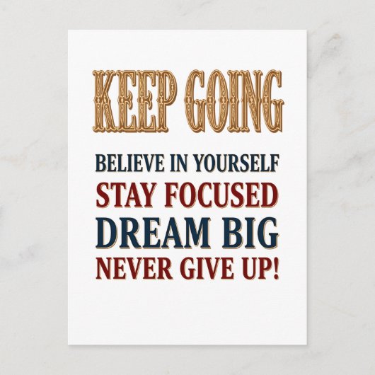 Keep Going Vintage Motivational Typography  ポストカード (正面)