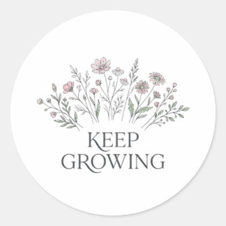 Keep Growing ミニマリストの野の花 ボタニカルステッカー ラウンドシール