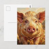 Keep in Touch with this Cute Pig ポストカード (正面/裏面)