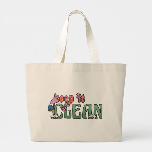 Keep It Clean | Minimalist Reusable ラージトートバッグ (裏面)