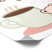 "Keep it Cozy" 眠そうなくまとコーヒー ポスター (角)