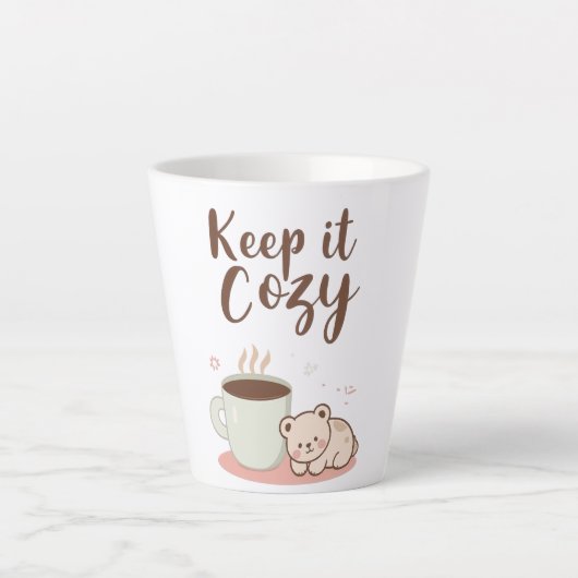 "Keep it Cozy" with Sleepy Bear and Coffee カフェラテマグ (正面)