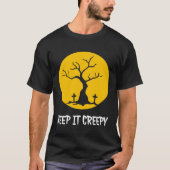 Keep It Creepy Full Moon Cemetery Silhouette Hallo Tシャツ (正面)
