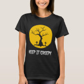 Keep It Creepy Full Moon Cemetery Silhouette Hallo Tシャツ (正面)