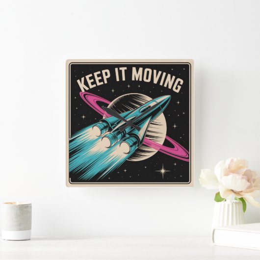 Keep It Moving スクエア壁時計 (ホーム)