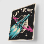 Keep It Moving スクエア壁時計 (傾斜)