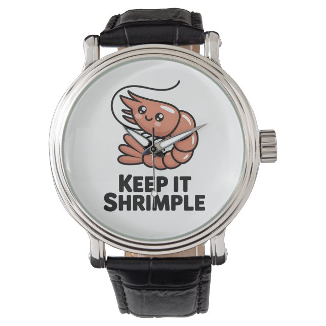 Keep It Shrimple Kawaii Shrimp 腕時計 (正面)