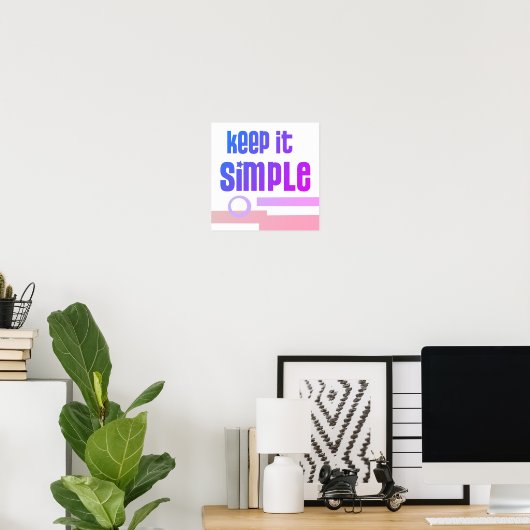 Keep It Simple Bold Blue Purple And Pink Graphic ポスター (ホームオフィス)