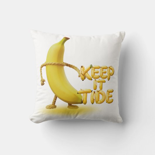 Keep It Tide – おもしろバナナのタイポグラフィーミニマリストデザイン クッション (正面)
