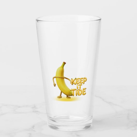 Keep It Tide – おもしろバナナのタイポグラフィーミニマリストデザイン  タンブラーグラス (正面)