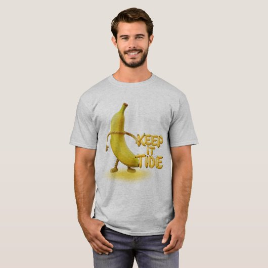 Keep It Tide – おもしろバナナのタイポグラフィーミニマリストデザイン Tシャツ (正面フル)