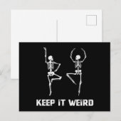 Keep It Weird ダンシングスケルトン インビテーションポストカード (正面/裏面)
