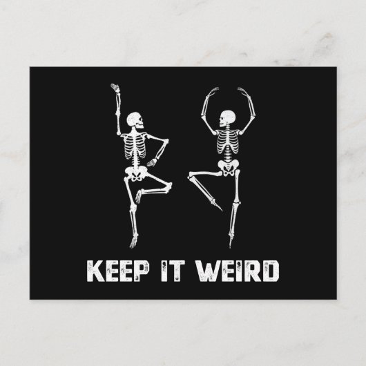 Keep It Weird ダンシングスケルトン インビテーションポストカード (正面)