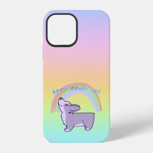 "Keep Lookin' Up!" コーギーレインボー iPhoneケース (裏面)