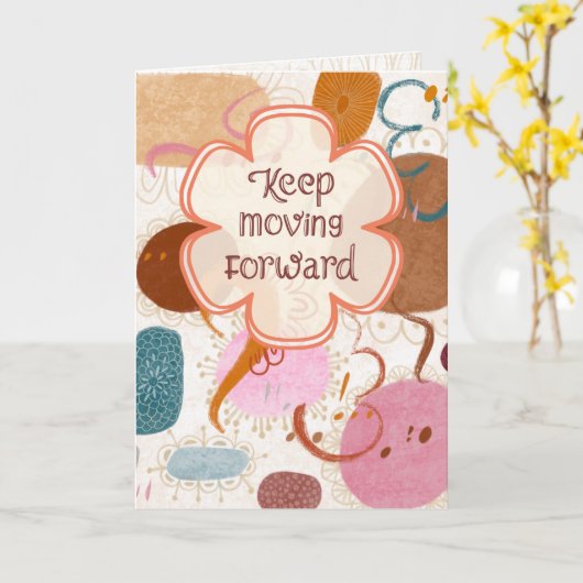 Keep Moving Forward Caramel Abstract Greeting Card カード (黄色い花)