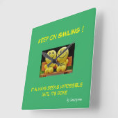  ' Keep on smiling ' horloge murale carrée スクエア壁時計 (傾斜)