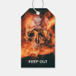 Keep Out. Flaming skull in space ギフトタグ