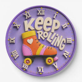 Keep Rolling Roller Skating Inspirational ペーパープレート
