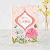 Keep Shining! Peach Floral Garden Encouragement カード (黄色い花)