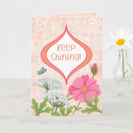 Keep Shining! Peach Floral Garden Encouragement カード