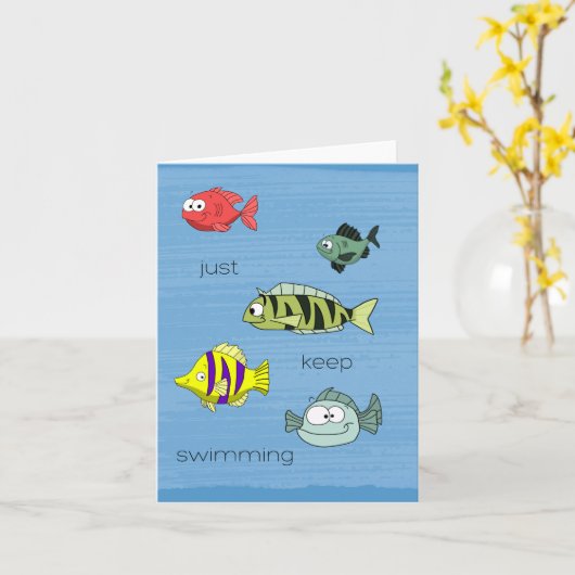 Keep Swimming Fish card カード (黄色い花)