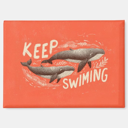 Keep Swimming Whales マグネット (正面)