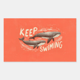 Keep Swimming Whales 長方形シール