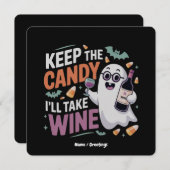 Keep the Candy, I’ll Take the Wine Funny Halloween 招待状 (正面/裏面)