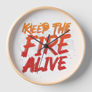 Keep the Fire Alive Wall Clock, 10" Round Natural  壁時計