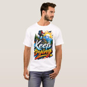 Keep Trying – 山の冒険のモチベーション Tシャツ (正面フル)