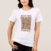 Keep Your Dreams Alive Retro Boho Mushroom & Moth トライブレンドＴシャツ (正面)