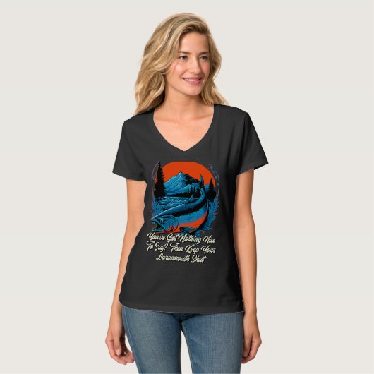 Keep Your Largemouth Shut Fishing Joke Fisherman P Tシャツ (正面フル)