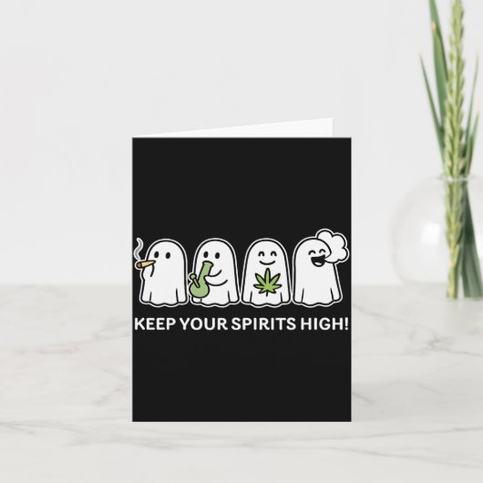 Keep Your Srits High Ghost Smoking Weed Halloween  カード (正面)