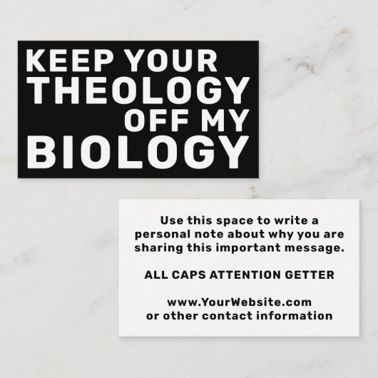 Keep Your Theology Off My Biology Pro-Choice 名刺 (正面/裏面)